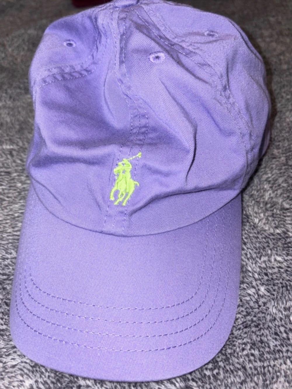 Ralph Lauren Lavender Lilac Chino Cap with Neon Green Logo